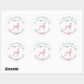 Poodle Pastel Pink Gift Wrap - Personal Text Ronde Sticker (Vel)