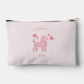 Poodle Pastel Pink Zipper Pouch with Custom Name Etui (Achterkant)