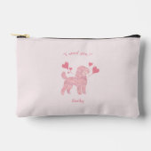 Poodle Pastel Pink Zipper Pouch with Custom Name Etui (Voorkant)