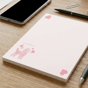 Poodle Pastel Roze “Ik Waf Jou” Notitieblok