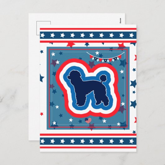 Poodle Patriotic Red White en Blue 4 juli Feestdagenkaart (Voorkant / Achterkant)