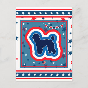 Poodle Patriotic Red White en Blue 4 juli Feestdagenkaart