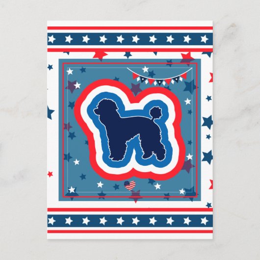 Poodle Patriotic Red White en Blue 4 juli Feestdagenkaart (Voorkant)