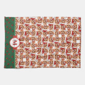 Poodle Patroon Monogram Kerst Hond Theedoek (Horizontaal)