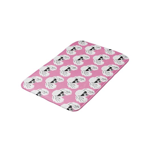 Poodle Pattern Cute Pink Badmat (Gekanteld)