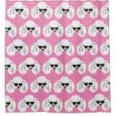Poodle Pattern Cute Pink Douchegordijn (Voorkant)