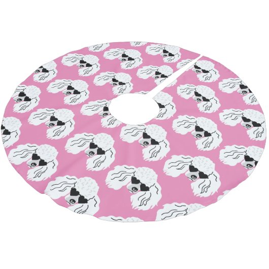 Poodle Pattern Cute Pink Kerstboom Rok (Gekanteld)