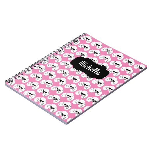 Poodle Pattern Cute Pink Notitieboek (Linkerzijde)
