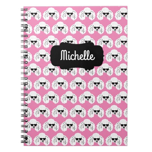 Poodle Pattern Cute Pink Notitieboek (Voorkant)