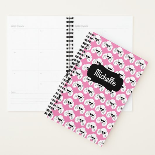 Poodle Pattern Cute Pink Planner (Display)