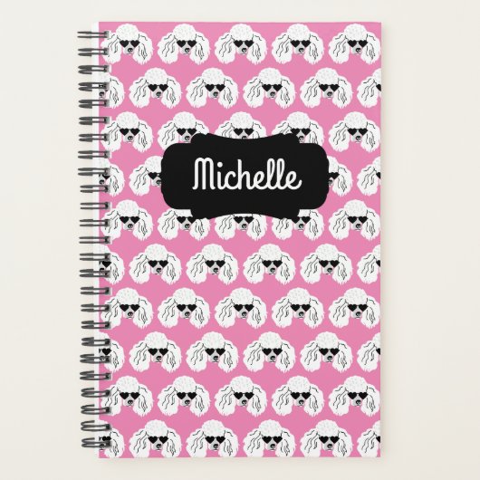 Poodle Pattern Cute Pink Planner (Voorkant)