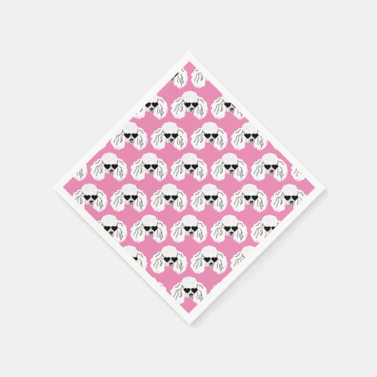 Poodle Pattern Cute Pink Servet (Hoek)