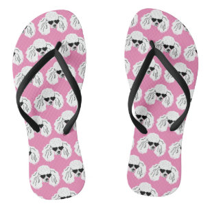 Poodle Pattern Cute Pink Teenslippers