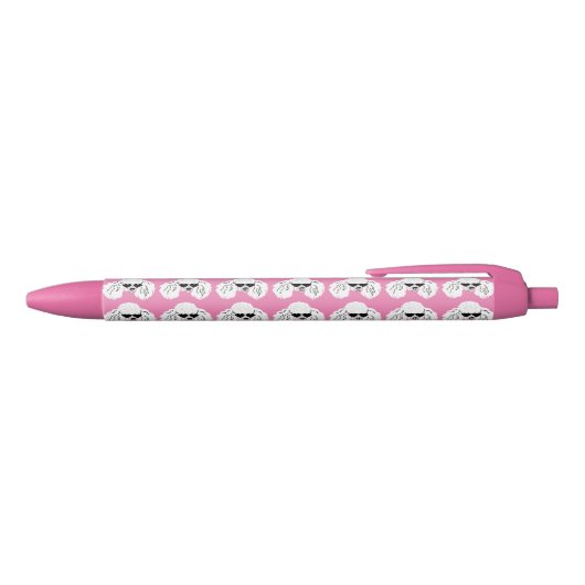 Poodle Pattern Cute Pink Zwarte Inkt Pen (Bovenkant)