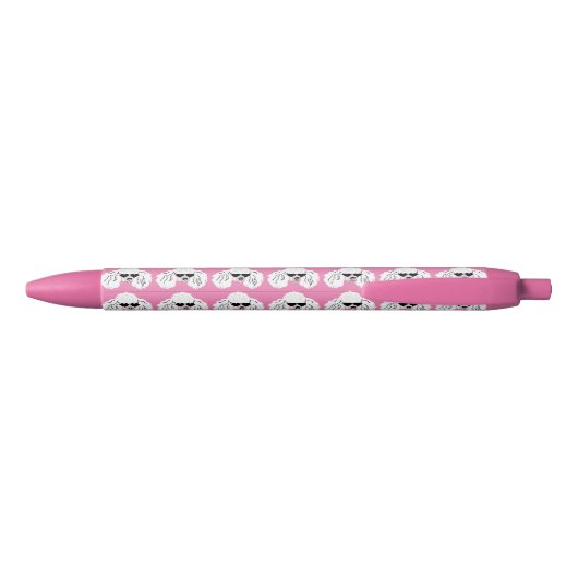 Poodle Pattern Cute Pink Zwarte Inkt Pen (Achterkant)