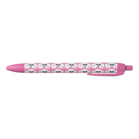 Poodle Pattern Cute Pink Zwarte Inkt Pen (Bodem)
