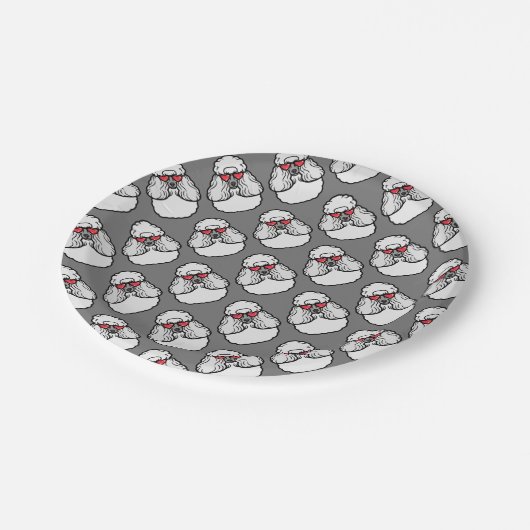 Poodle Pattern Funny Papieren Bordje (Gekanteld)