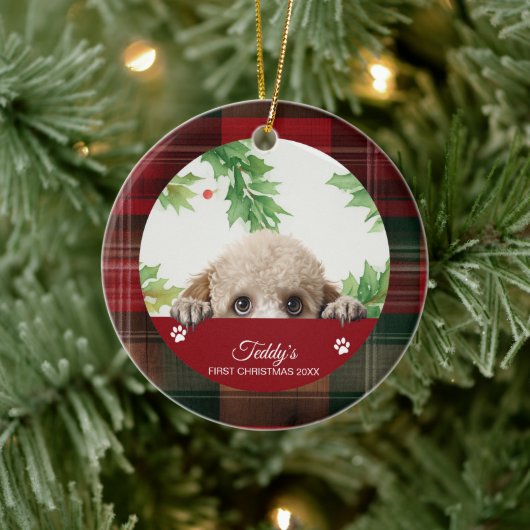 Poodle Persoonlijke Eerste Kerstmis Keramisch Ornament (Boom)