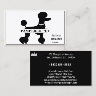 Poodle Pet Groomer/Vet Visitekaartje