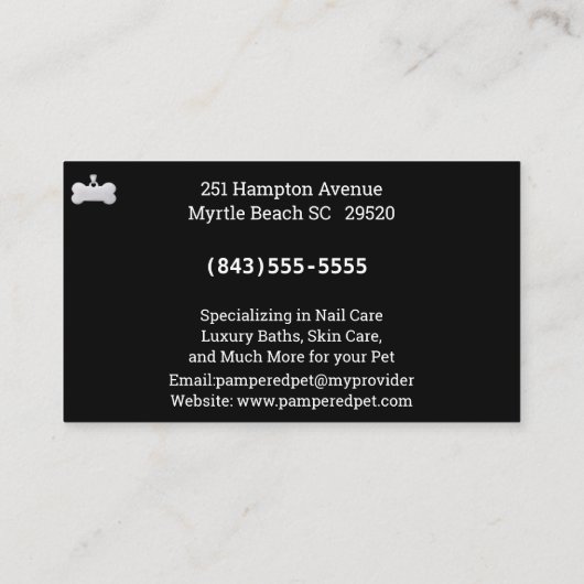 Poodle Pet Groomer/Vet Visitekaartje (Achterkant)