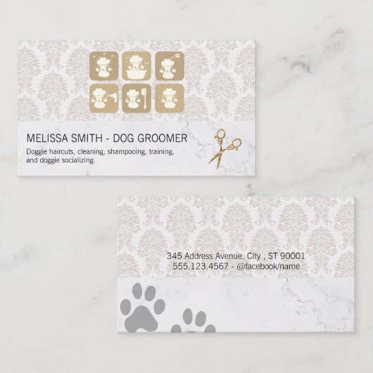 Poodle Pictogrammen | Dierverzorging Visitekaartje (Voorkant / Achterkant)