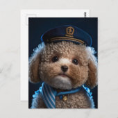 Poodle piloot kapitein briefkaart (Voorkant / Achterkant)