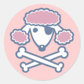 Poodle Pirate Ronde Sticker (Voorkant)