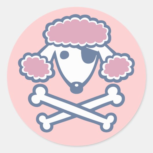 Poodle Pirate Ronde Sticker (Voorkant)