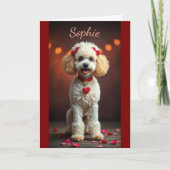 Poodle Portrait with Heart Bows Valentine's Day Kaart (Voorkant)