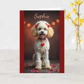 Poodle Portrait with Heart Bows Valentine's Day Kaart (Gele Bloem)