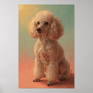 Poodle-portret in koraal en zeeglas poster