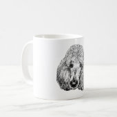 Poodle Portret Mok – Gedetailleerde Zwarte & Witte (Voorkant links)