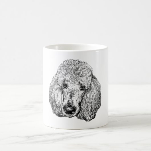 Poodle Portret Mok – Gedetailleerde Zwarte & Witte (Center)