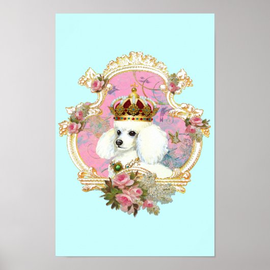 Poodle Princess n roze rozen Poster (Voorkant)