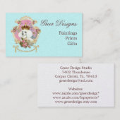 Poodle Princess n roze rozen Visitekaartje (Voorkant / Achterkant)