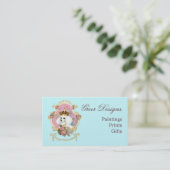 Poodle Princess n roze rozen Visitekaartje (Staand voorkant)