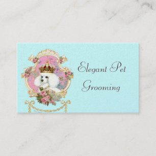 Poodle Princess n roze rozen Visitekaartje