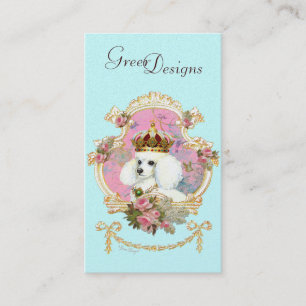 Poodle Princess n roze rozen Visitekaartje
