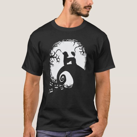 Poodle Pudel Caniche En Maan Halloween T-shirt (Voorkant)
