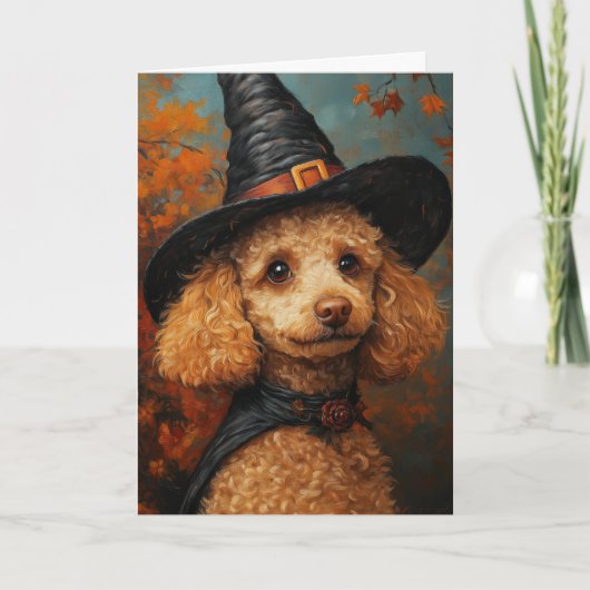 Poodle Pup Halloween Feestdagen Kaart (Voorkant)