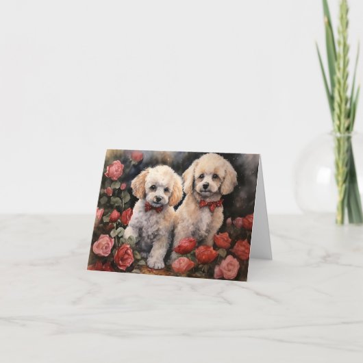 Poodle Puppies Valentine's Day Card Kaart (Voorkant)
