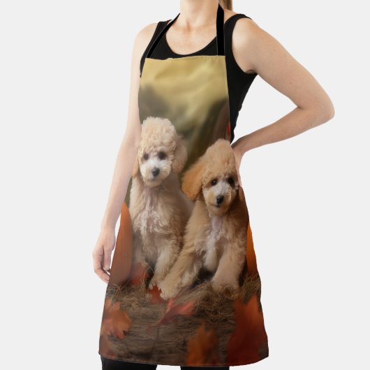 Poodle Puppy Herfst Plezier Pompoen Schort (Insitu)