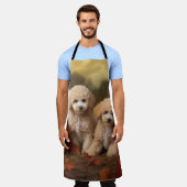 Poodle Puppy Herfst Plezier Pompoen Schort (Gedragen)