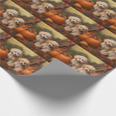 Poodle Puppy Herfstvreugde Pompoen Cadeaupapier (Hoek)