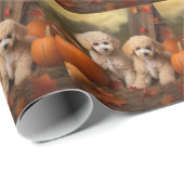 Poodle Puppy Herfstvreugde Pompoen Cadeaupapier (Rol Hoek)