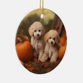 Poodle Puppy Herfstvreugde Pompoen Keramisch Ornament (Rechts)