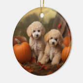 Poodle Puppy Herfstvreugde Pompoen Keramisch Ornament (Links)