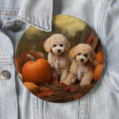 Poodle Puppy Herfstvreugde Pompoen Ronde Button 6,0 Cm (In situ)