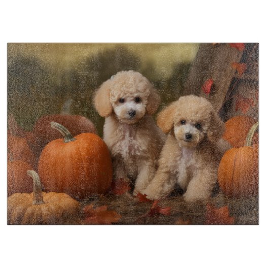 Poodle Puppy Herfstvreugde Pompoen Snijplank (Voorkant)