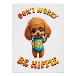 Poodle Puppy Hippie Gelukkig Hond  Perfect Poster
